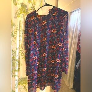 Floral long sleeve smock dress